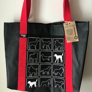 Dog-themed utility tote. Black, red, white. Canada. New.